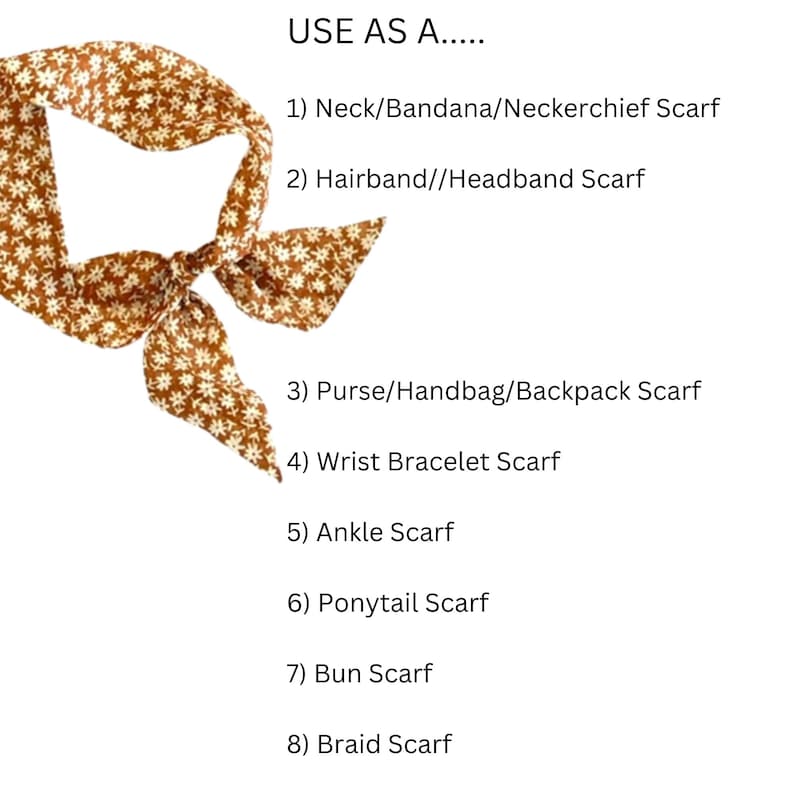 Ditzy Floral Hair Scarf: Versatile Fabric Tie for Ponytail, Bun, Neck, or Handbag Accessory image 3