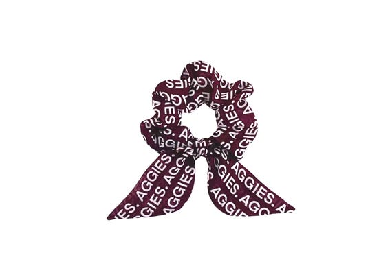 Texas A&M University Bunny Ear Scrunchie - Hair Accessory for Fans - Aggies Gift