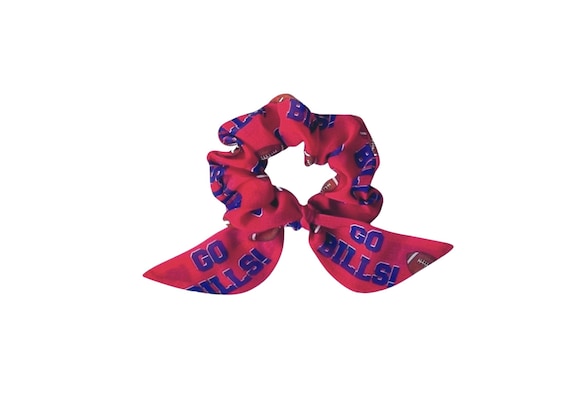 Buffalo Bills Bunny Ear Scrunchie Hair Tie NFL Football Fan Gift Ponytail Bun Accessory Ready Ship