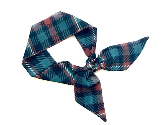 Short hair scarf. Fabric hair tie for ponytail, bun, top knot or handbag. Thin, small, skinny neck scarf for women. Ready to Ship