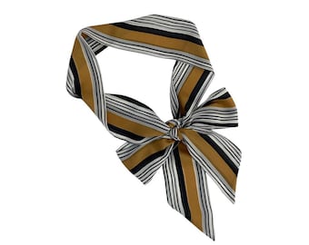 Striped Skinny Scarf for Multiple Uses: Head Wrap, Hairband, Neck Tie, Belt Sash. Ready to Ship