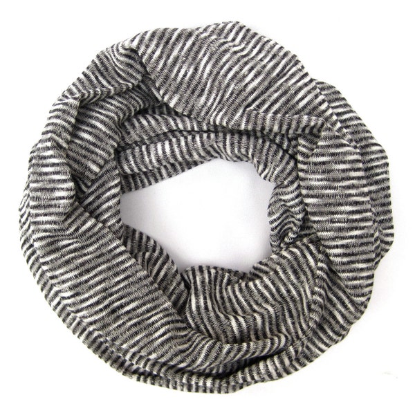 Grey Striped Cotton Cowl Scarf Casual Infinity Loop Scarf Cute Striped Cotton T-shirt Yoga Scarf Black Grey White Fun Womens Teen Scarf