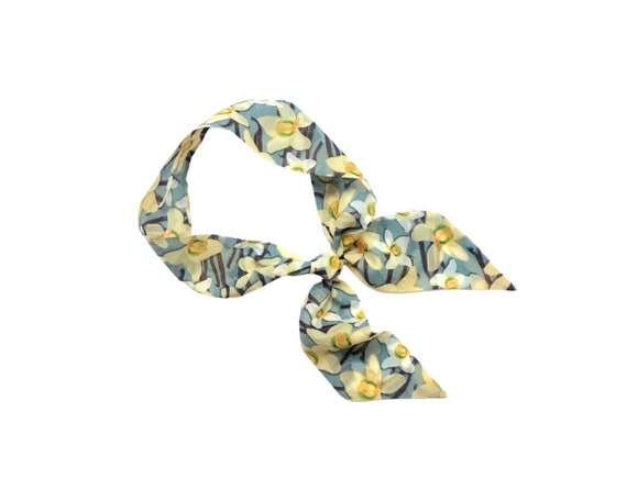Short hair scarf. Fabric hair tie for ponytail, messy bun, top knot, braid or handbag. Thin, small, skinny women's neck scarf Ready to Ship