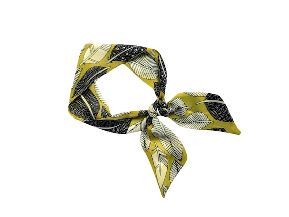 Short hair scarf. Fabric hair tie for ponytail, bun, braid or handbag. Thin, small, skinny women's neck scarf. Ready to Shop