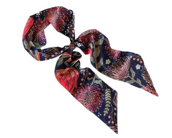 Ladies wide neck tie scarf. Use also as hair wrap, floppy hat scarf or belt sash. Lightweight chiffon scarf for women. Ready to Ship