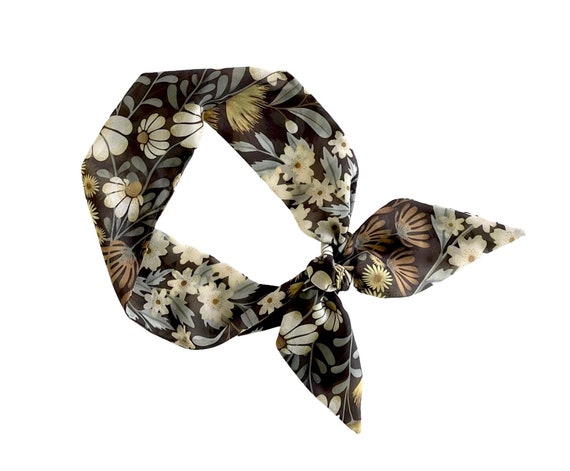 Short hair scarf. Fabric hair tie for ponytail, bun, braid or handbag. Thin, small, skinny women's neck scarf. Ready to Ship