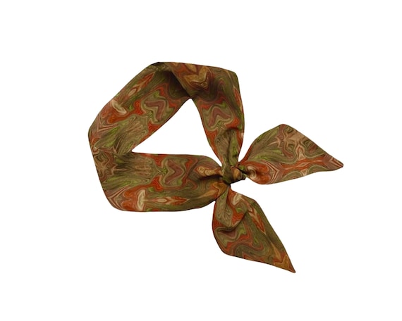 Short hair scarf. Fabric hair tie for ponytail, bun, top knot, braid or handbag. Thin, small, skinny neck scarf for women. Ready to Ship