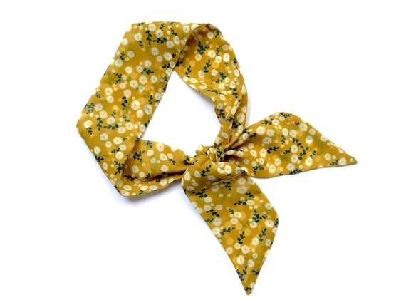Short hair scarf. Fabric hair tie for ponytail, bun, top knot, braid or handbag. Thin, small, skinny women's neck scarf. Ready to Ship