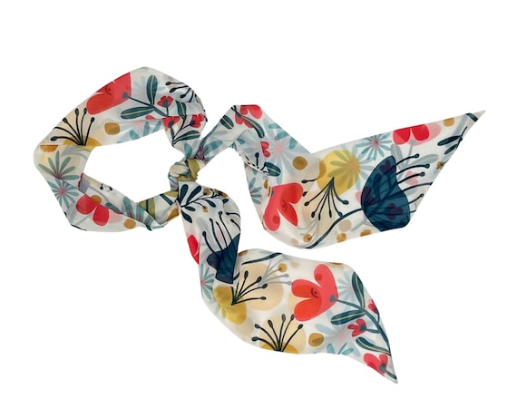 Ladies wide neck tie scarf. Use also as hair wrap or floppy hat scarf. Lightweight chiffon belt sash for summer dress. Ready to Ship