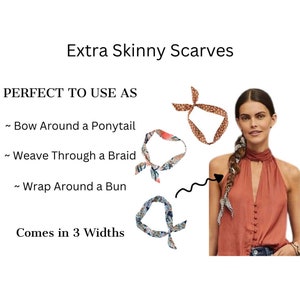 Head scarf for women. Daisy print hair scarf for ponytail, braid or bun.Thin, small, mini fabric hair tie. Cute fashion accent.Ready to Ship image 7
