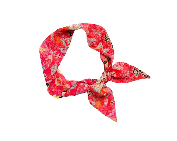 Small Narrow Scarf for Ponytail, Bun, Top Knot or Handbag. Lightweight Chiffon Hair Tie. Ready to Ship