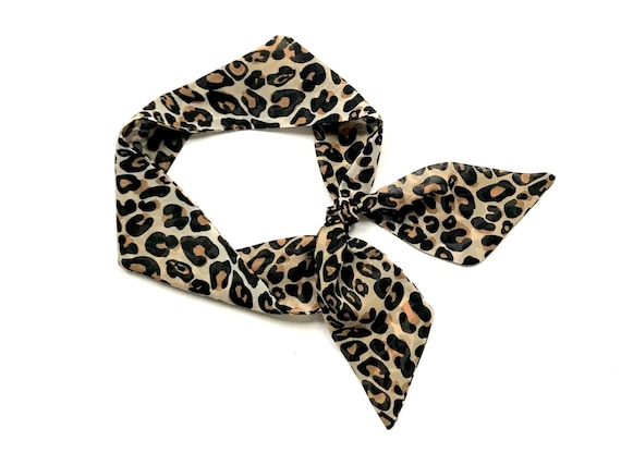 Stylish Leopard Silk Scarf - Versatile Hair and Neck Wrap for All Seasons - Ready To Ship