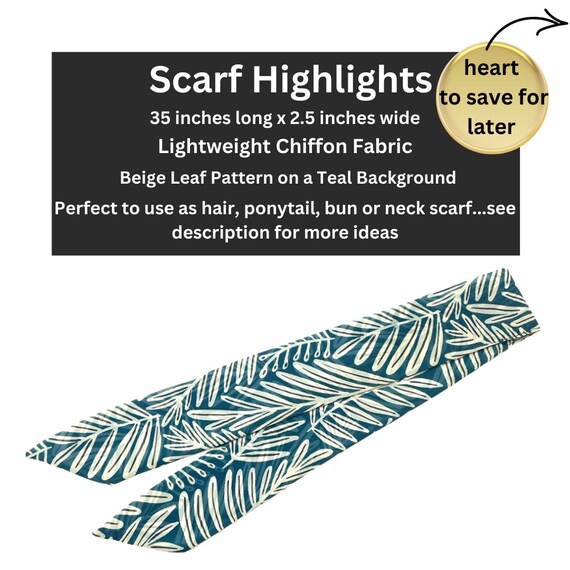 Short Hair Scarf Fabric Tie for Ponytail, Bun, Topknot, Braid or Handbag. Thin Skinny Neck Accessory Women