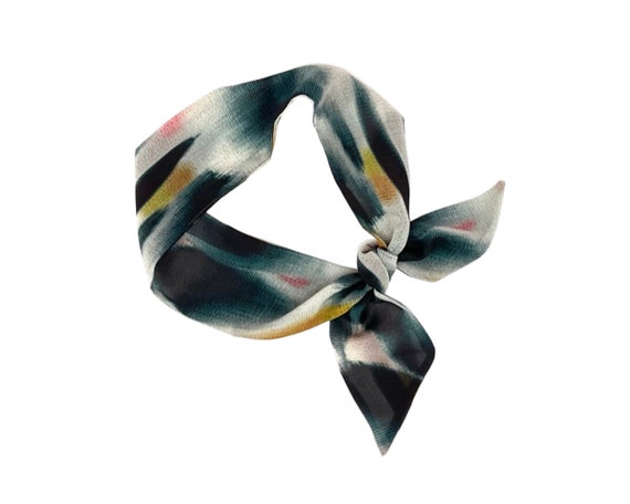 Short hair scarf. Fabric hair tie for ponytail, braid, bun or handbag. Thin, small, skinny women's neck scarf. Ready to Ship
