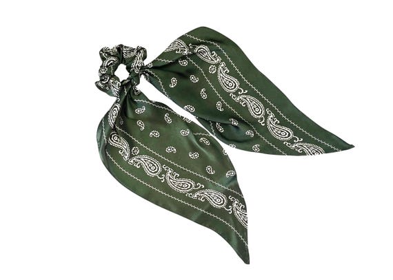 Long Tail Silk Scrunchie Scarf for Women's Hair Styling - Versatile Fashion Accessory - Ready to Ship