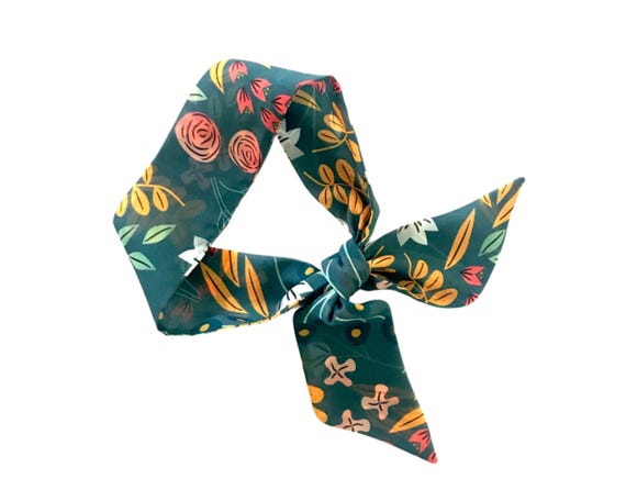 Versatile Floral Hair Scarf: Stylish Accessory for Ponytails, Buns, Braids, Handbags & Neck Wear - Ready to Ship