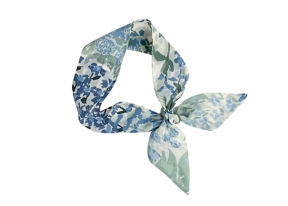 Floral Skinny Scarf, Chiffon Neck Tie, Cute Hair Wrap Ribbon, Bag Accessory, Gift for Women