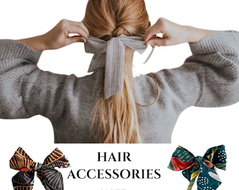 Floral Bow Hair Tie, Chiffon Hair Scarf Ribbon, Ponytail Wrap, Bun Hair Accessory, Coquette Aesthetic, Cute Gift for Women