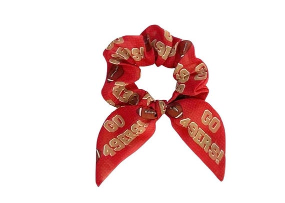 49ers Women's Scrunchie Scarf for Hair - NFL Fan Gift - Ponytail Accessory - Red & Gold - Ready to Ship
