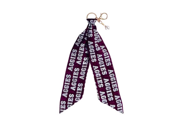 Texas A&M University Scarf Keychain including Letter T Charm. Gift for Fans, Students and Alumni -  Ready to Ship