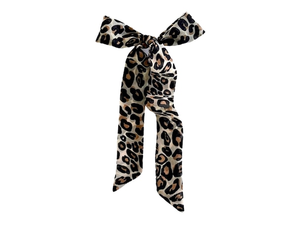 Leopard Print Chiffon Hair Scarf: Versatile Accessory for Ponytail, Braid, Bun, Headband, or Neck Tie - Ready to Ship