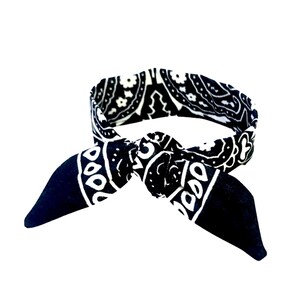 Black Bandana Bun Wire Wrap: Country Western Top Knot Hair Tie for Ponytails & Updo Styles - Ready to Ship