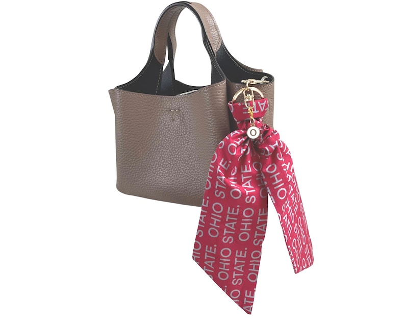 Ohio State University Scarf Keychain including Letter "O" Charm. Gift and Gear for Fans, Students & Alumni - Ready to Ship Ohio State Print