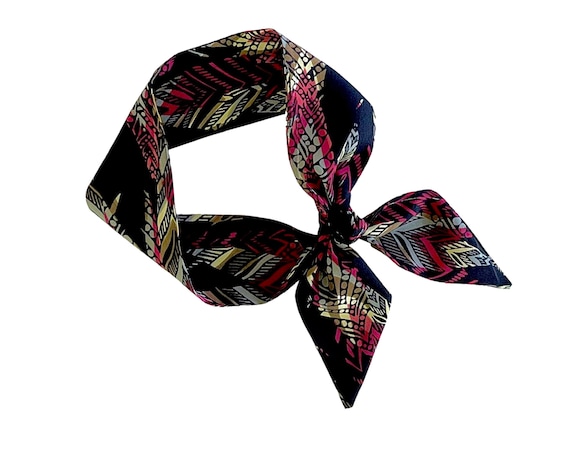 Short hair scarf. Fabric hair tie for ponytail, messy bun, braid or handbag. Thin, small, skinny neck scarf for women. Ready to Ship
