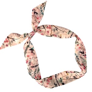 Floral hair scarf for women. Bow hair tie for ponytail, braid or bun. Thin, mini hair ribbon fashion accent - 3 Widths Offered