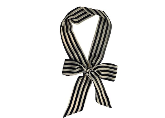 Striped Skinny Scarf for Multiple Uses: Head Wrap, Hairband, Neck Tie, Belt Sash. Ready to Ship