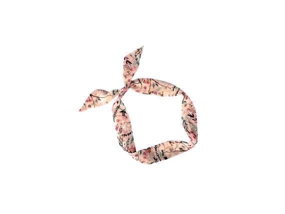 Floral hair scarf for women. Bow hair tie for ponytail, braid or bun. Thin, mini hair ribbon fashion accent - 3 Widths Offered