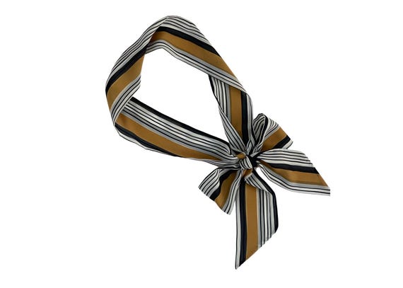 Striped Skinny Scarf for Multiple Uses: Head Wrap, Hairband, Neck Tie, Belt Sash. Ready to Ship