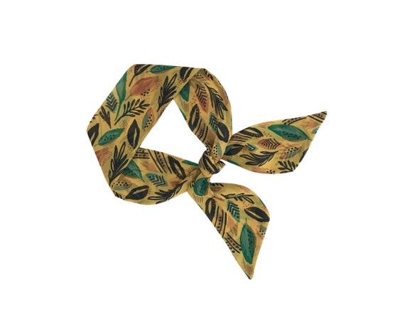 Short hair scarf. Fabric hair tie for ponytail, bun, top knot or handbag. Small, skinny woman's neck scarf. Ready to Ship