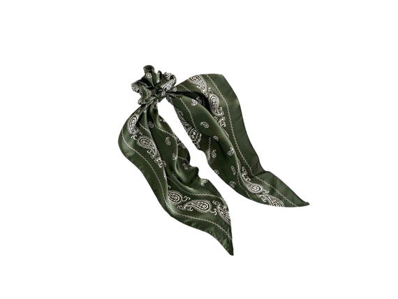 Long Tail Silk Scrunchie Scarf for Women's Hair Styling - Versatile Fashion Accessory - Ready to Ship