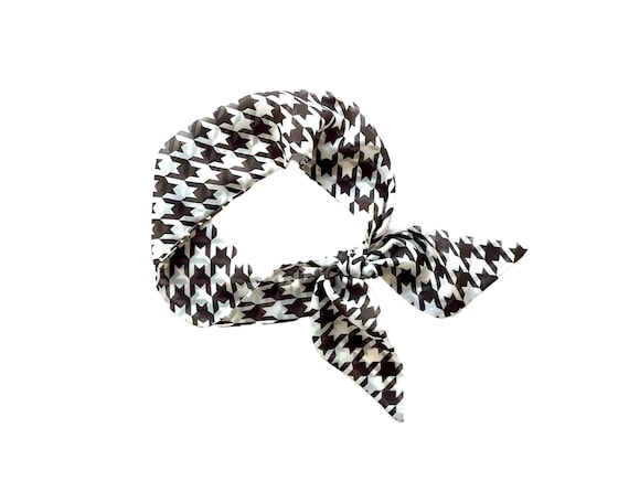 Versatile Houndstooth Neck Scarf: Stylish Accessory for Hair, Handbag, or Fashion Statement - Ready to Ship