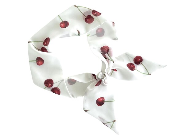 Short Hair Scarf. Fabric Hair Tie for Ponytail, Messy Bun, Top Knot or Handbag. Thin, Small, Skinny Women's Neck Scarf. Ready to Ship