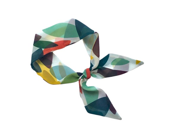 Short hair scarf. Fabric hair tie for ponytail, messy bun or top knot. Thin, small, skinny womens neck scarf. Ready to Ship