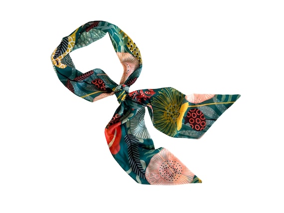 Versatile Floral Chiffon Scarf: Wide Neck Tie, Hair Wrap, Floppy Hat, Belt Sash for Women