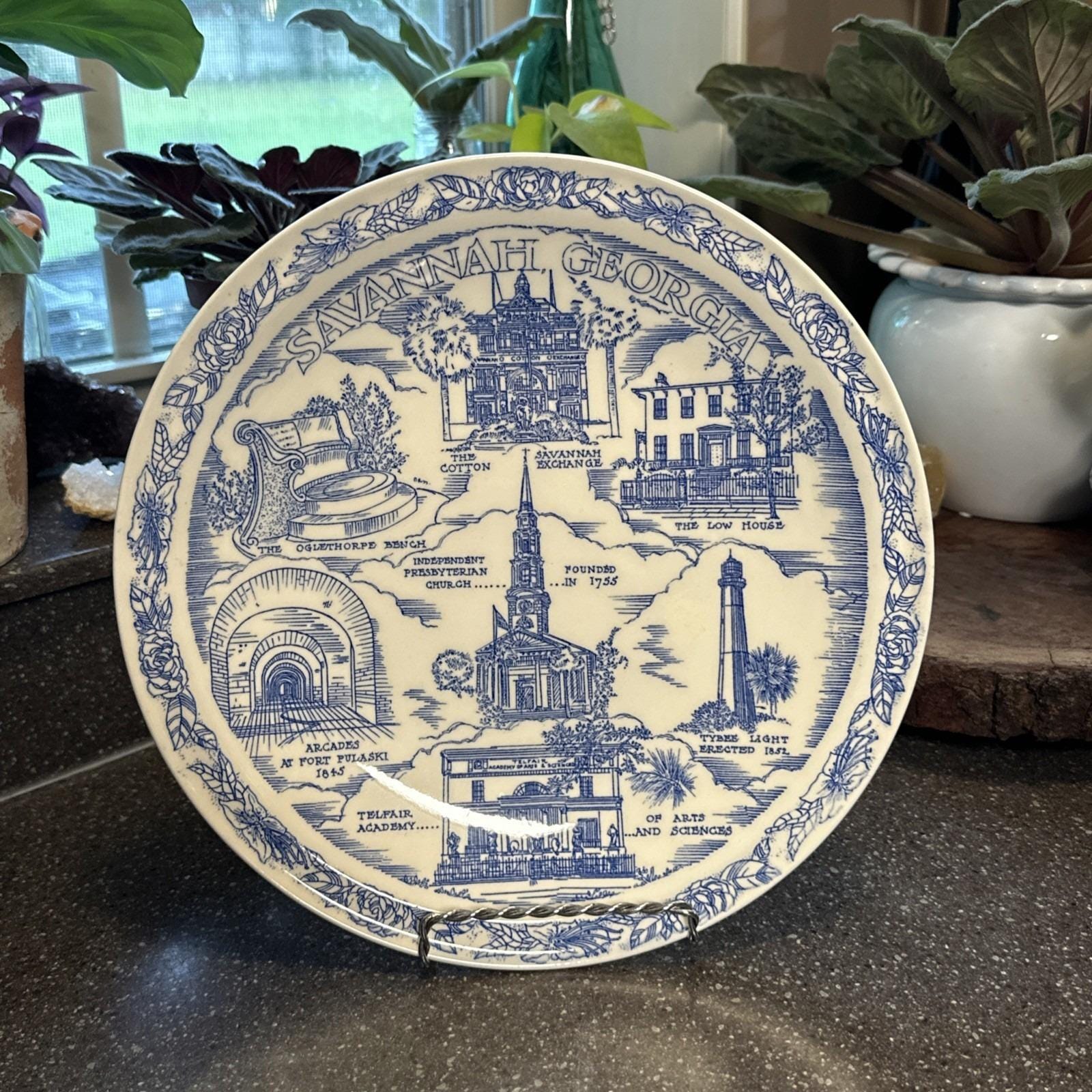 限定品 View of Wilton Castle 皿3枚セット VTG Vernon Kilns Savannah Georgia Collector Plate Barclay's Blue