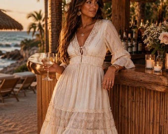 Boho Shimmer Mini Dress | Resort Vacation Dress | Coastal Luxe Mini | Vacation Dress | Beach Dinner Outfit | Bohemian Luxury
