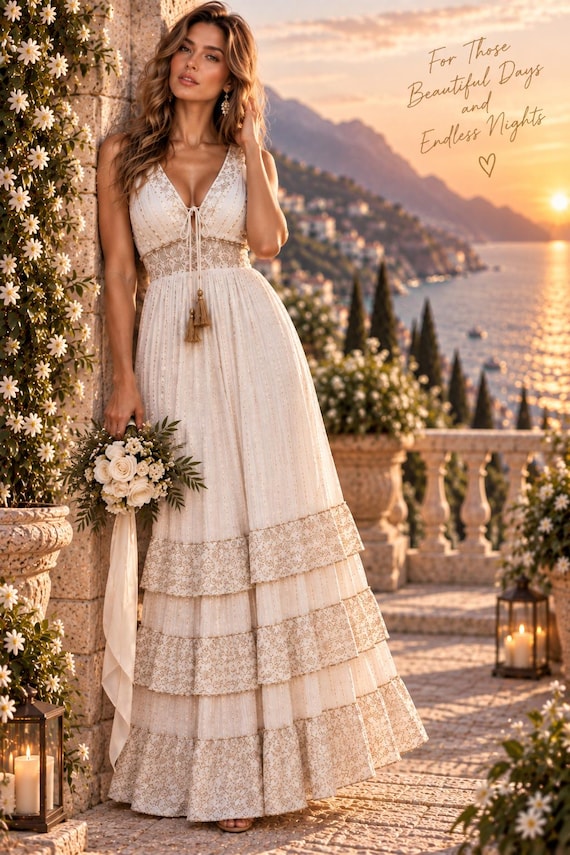 embellished boho maxi dress Ivory Shimmer Pick a Color:Orange