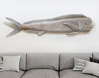 Sale Mahi Mahi Driftwood 51" Dolphinfish Sculpture Beach Décor by SEASTYLE