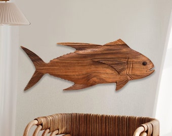 Tuna Fish teak 2D Sculpture Beach Décor by SEASTYLE