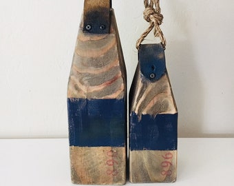 Coastal Decor Set of 2 Old Lobster Buoys Nautical Driftwood by SEASTYLE