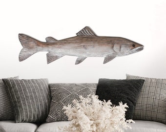 Driftwood Trout 36 inch Right 2D Sculpture Beach Décor by SEASTYLE