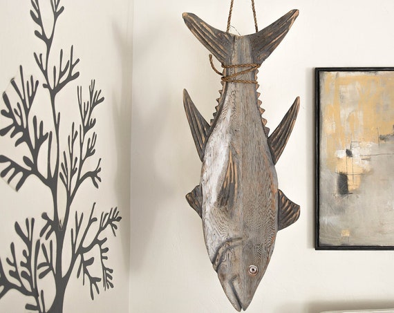 Driftwood Tuna Fish 40 - 65 in 2D/3D sculpture Beach Décor by SEASTYLE