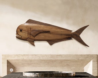 Mahi-Mahi Fish teak 2D Sculpture Beach Décor by SEASTYLE