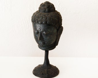 Buddha Head Pole Stand 6" Handcrafted Wrought Iron Sculpture Beach Decor by SEASTYLE