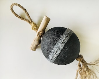 Beach Decor Float Buoy Black Grey Manila Rope Vintage Nautical by SEASTYLE