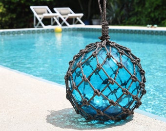 Blue Glass Fishing Float 12,5" Super Big Beach Decor by SEASTYLE